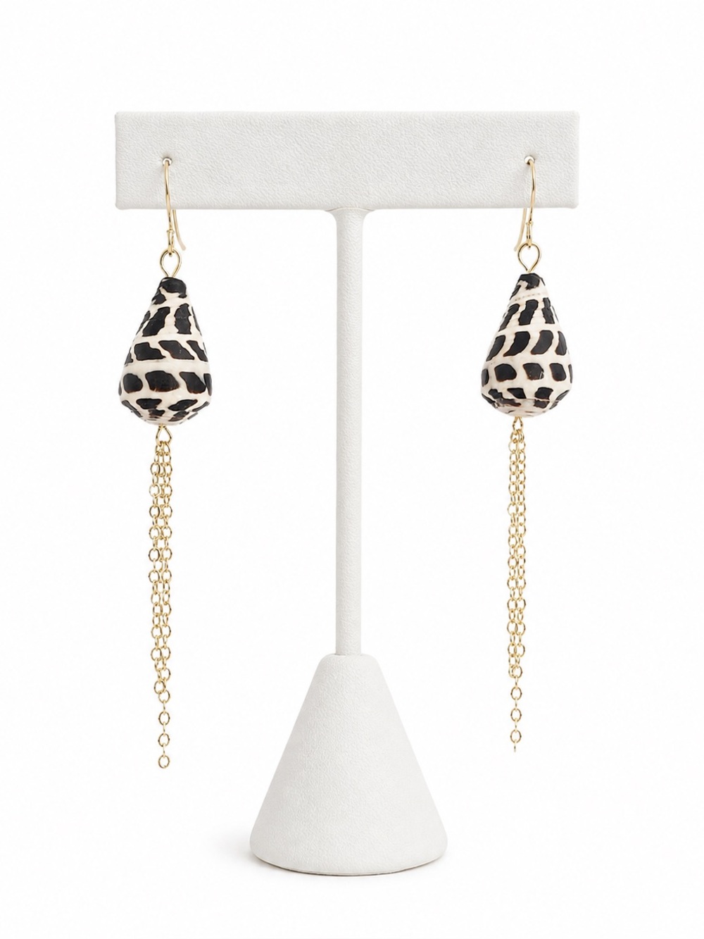Hawaiian Cone Shell Chain Dangle Earrings